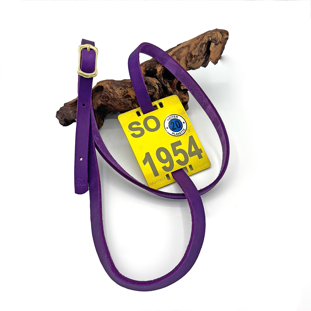 Halsriemen / Reitplakettenhalter "Elja" aus Fettleder – Bild 3