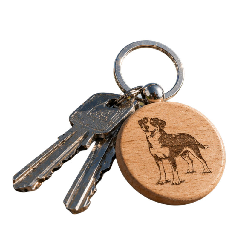 Schlüsselanhänger Holz rund – Entlebucher Sennenhund